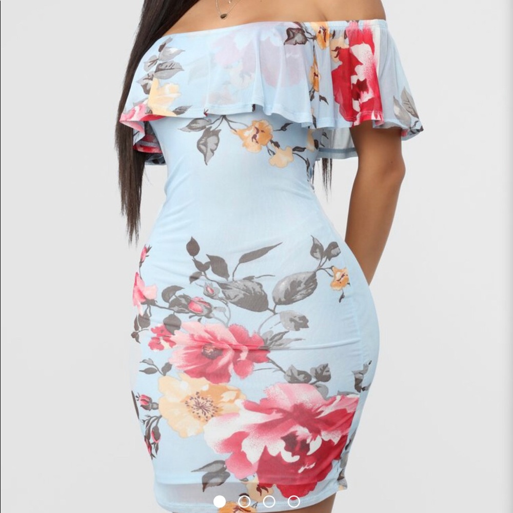 Fashion nova dress blue off the shoulder